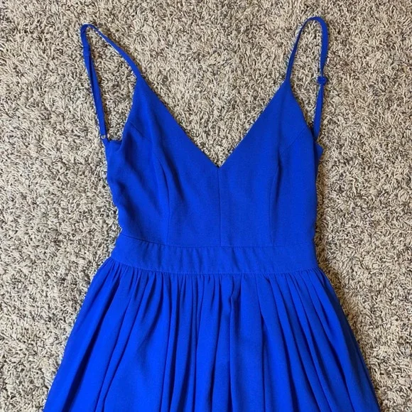 Miss Avenue Blue Maxi Dress Small Sleeveless V Neck Flowy Summer Cocktail - Picture 2 of 11